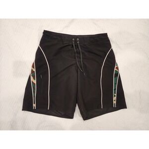 Oxide Board Shorts Mens 36 Black Camo Piping Y2K Vintage Surf Swim Trunks 00s